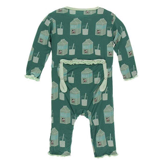 KicKee Pants Print Muffin Ruffle Coverall with Zipper - Ivy Milk