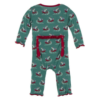 Print Bamboo Muffin Ruffle Coverall with Zipper - Ivy Sled KicKee Pants