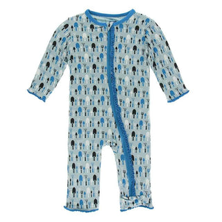 KicKee Pants Print Muffin Ruffle Coverall with Zipper - Jade Garden Tools