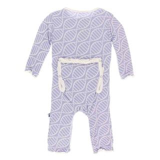 Print Bamboo Muffin Ruffle Coverall with Zipper - Lilac Double Helix KicKee Pants