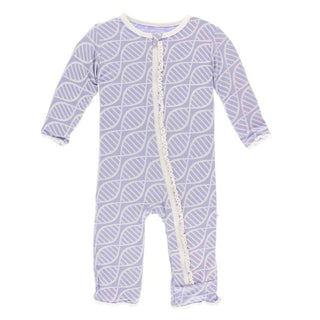 Print Bamboo Muffin Ruffle Coverall with Zipper - Lilac Double Helix KicKee Pants