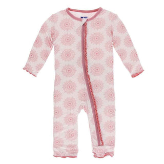 Print Bamboo Muffin Ruffle Coverall with Zipper - Macaroon Mandala Baby & Toddler Sleepwear