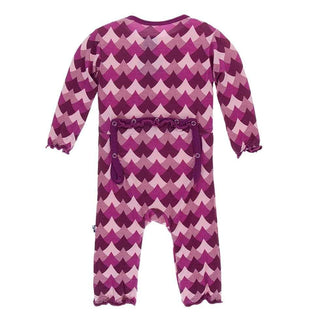 Print Bamboo Muffin Ruffle Coverall with Zipper - Melody Waves KicKee Pants