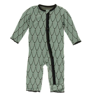 Print Bamboo Muffin Ruffle Coverall with Zipper - Midnight Feathers KicKee Pants