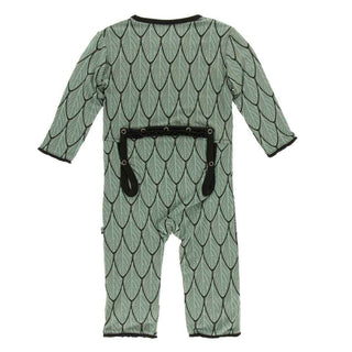 Print Bamboo Muffin Ruffle Coverall with Zipper - Midnight Feathers KicKee Pants