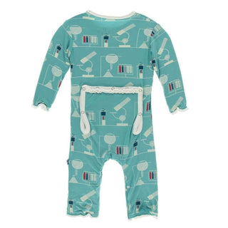 Print Bamboo Muffin Ruffle Coverall with Zipper - Neptune Chemistry Lab KicKee Pants