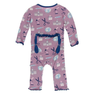 Print Bamboo Muffin Ruffle Coverall with Zipper - Pegasus Education KicKee Pants