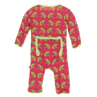 Print Bamboo Muffin Ruffle Coverall with Zipper - Red Ginger Ginkgo Baby & Toddler Sleepwear