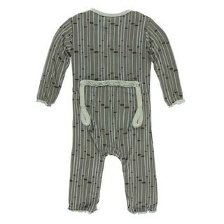 Print Muffin Ruffle Coverall with Zipper - Succulent Bamboo KicKee Pants