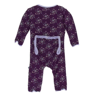 Print Bamboo Muffin Ruffle Coverall with Zipper - Wine Grapes Atoms KicKee Pants