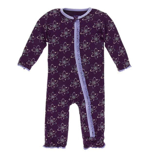 Print Bamboo Muffin Ruffle Coverall with Zipper - Wine Grapes Atoms KicKee Pants