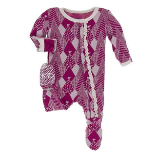 Print Bamboo Muffin Ruffle Footie with Snaps - Berry Mountains Baby & Toddler Sleepwear