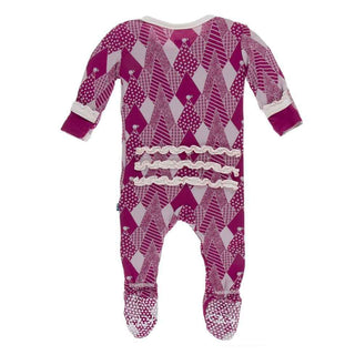 Print Bamboo Muffin Ruffle Footie with Snaps - Berry Mountains Baby & Toddler Sleepwear