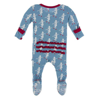 Print Bamboo Muffin Ruffle Footie with Snaps - Blue Moon Ice Skater Baby & Toddler Sleepwear