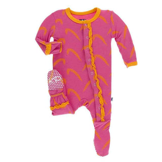 Print Bamboo Muffin Ruffle Footie with Snaps - Carnival Feathers Baby & Toddler Sleepwear