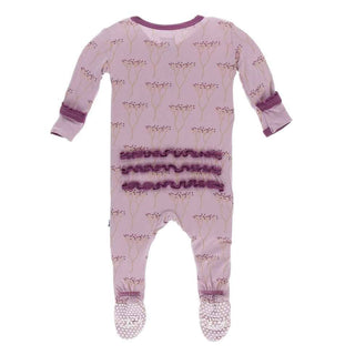 Print Bamboo Muffin Ruffle Footie with Snaps - Cooksonia Baby & Toddler Sleepwear