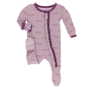 Print Bamboo Muffin Ruffle Footie with Snaps - Cooksonia Baby & Toddler Sleepwear