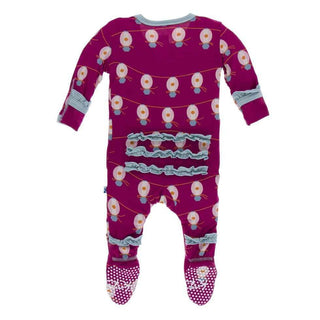 Print Bamboo Muffin Ruffle Footie with Snaps - Dragonfruit Lantern Festival Baby & Toddler Sleepwear