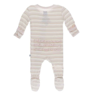 Print Bamboo Muffin Ruffle Footie with Snaps - Everyday Heroes Sweet Stripe Baby & Toddler Sleepwear