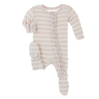 Print Bamboo Muffin Ruffle Footie with Snaps - Everyday Heroes Sweet Stripe Baby & Toddler Sleepwear