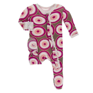 Print Bamboo Muffin Ruffle Footie with Snaps - Falcon Agate Slices Baby & Toddler Sleepwear