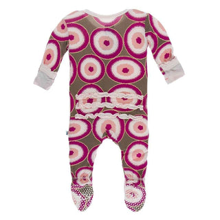 Print Bamboo Muffin Ruffle Footie with Snaps - Falcon Agate Slices Baby & Toddler Sleepwear