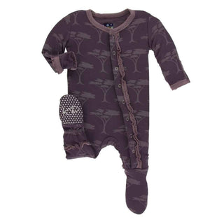 Print Bamboo Muffin Ruffle Footie with Snaps - Fig Acacia Trees Baby & Toddler Sleepwear