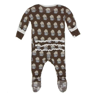 Print Bamboo Muffin Ruffle Footie with Snaps - Hot Cocoa KicKee Pants