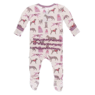 Print Bamboo Muffin Ruffle Footie with Snaps - Macaroon Canine First Responders Baby & Toddler Sleepwear