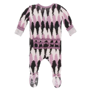 Print Bamboo Muffin Ruffle Footie with Snaps - Midnight Forestry Baby & Toddler Sleepwear