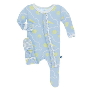 Print Bamboo Muffin Ruffle Footie with Snaps - Pond Shells Baby & Toddler Sleepwear