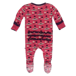 Print Bamboo Muffin Ruffle Footie with Snaps - Red Ginger Aliens with Flying Saucers Baby & Toddler Sleepwear