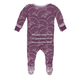 Print Bamboo Muffin Ruffle Footie with Snaps - Shell Fossils Baby & Toddler Sleepwear