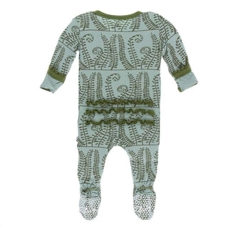 Print Bamboo Muffin Ruffle Footie with Snaps - Shore Ferns Baby & Toddler Sleepwear