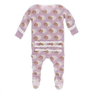 Print Bamboo Muffin Ruffle Footie with Snaps - Sweet Pea Diictodon KicKee Pants