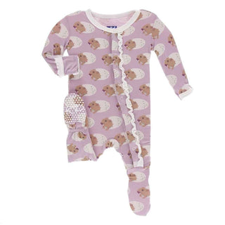 Print Bamboo Muffin Ruffle Footie with Snaps - Sweet Pea Diictodon KicKee Pants