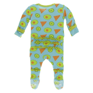 Print Bamboo Muffin Ruffle Footie with Zipper - Avocado, Chips and Lime KicKee Pants