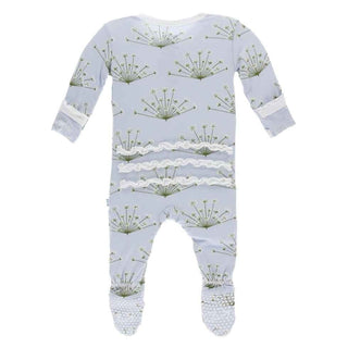 Print Bamboo Muffin Ruffle Footie with Zipper - Dew Dill KicKee Pants