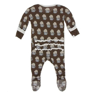 Print Bamboo Muffin Ruffle Footie with Zipper - Hot Cocoa KicKee Pants