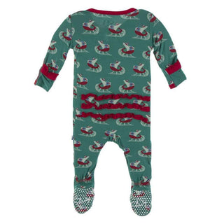 Print Bamboo Muffin Ruffle Footie with Zipper - Ivy Sled Baby & Toddler Sleepwear