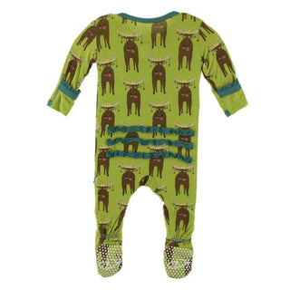 KicKee Pants Print Muffin Ruffle Footie with Zipper - Meadow Bad Moose