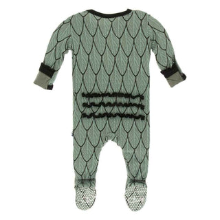 Print Bamboo Muffin Ruffle Footie with Zipper - Midnight Feathers Baby & Toddler Sleepwear