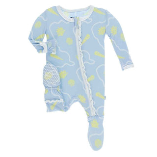 Print Muffin Ruffle Footie with Zipper - Pond Shells Baby & Toddler Sleepwear