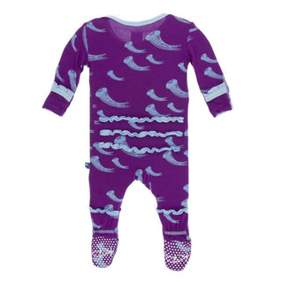 Print Muffin Ruffle Footie with Zipper - Starfish Jellies Baby & Toddler Sleepwear