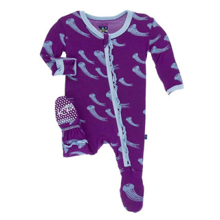 Print Muffin Ruffle Footie with Zipper - Starfish Jellies Baby & Toddler Sleepwear