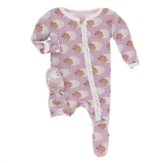 Print Bamboo Muffin Ruffle Footie with Zipper - Sweet Pea Diictodon KicKee Pants