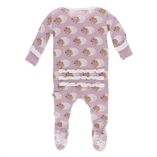 Print Bamboo Muffin Ruffle Footie with Zipper - Sweet Pea Diictodon KicKee Pants