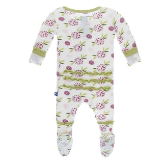 Print Bamboo Muffin Ruffle Footie (Zipper) - Natural Marigold Baby & Toddler Sleepwear