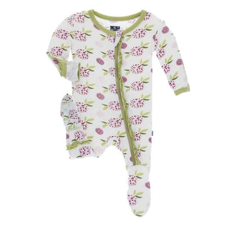 Print Bamboo Muffin Ruffle Footie (Zipper) - Natural Marigold Baby & Toddler Sleepwear