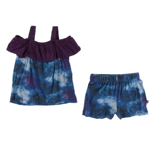 Print Bamboo Off-Shoulder Outfit Set - Wine Grapes Galaxy Baby & Toddler Outfits